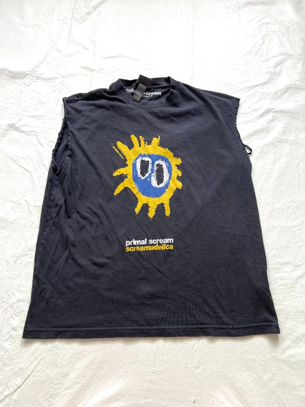 Primal Scream t shirt Screamadelica band tee cut off sleeves tank Medium sun